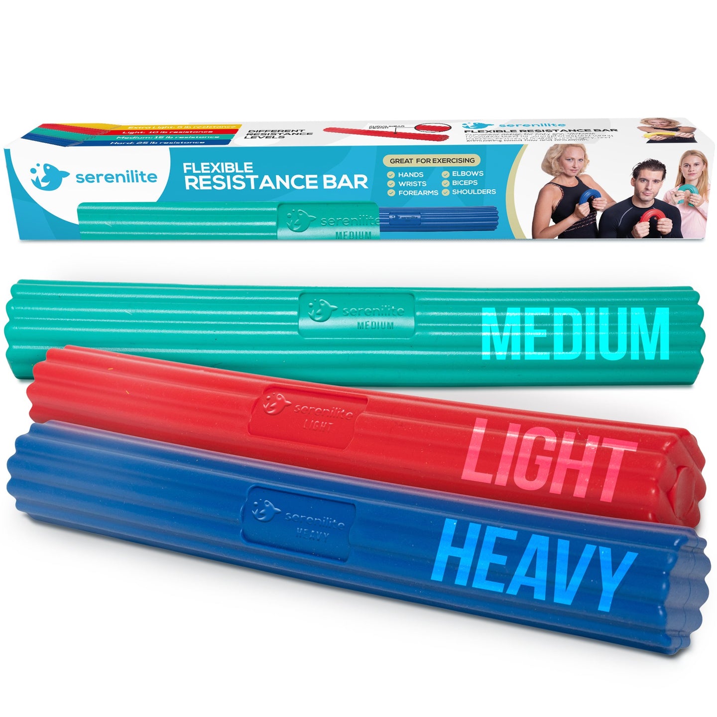 Serenilite Flex Bars, Hand and Grip Strengthener, Forearm Exerciser Workout, Tennis Elbow Relief
