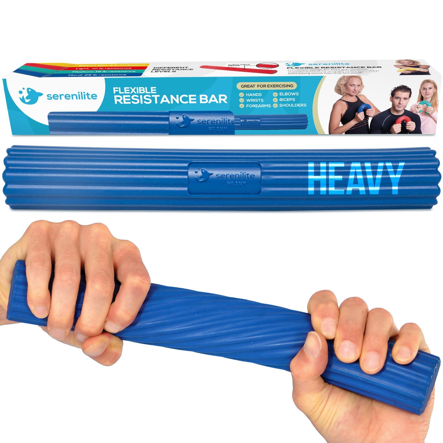 Serenilite Flex Bars, Hand and Grip Strengthener, Forearm Exerciser Workout, Tennis Elbow Relief