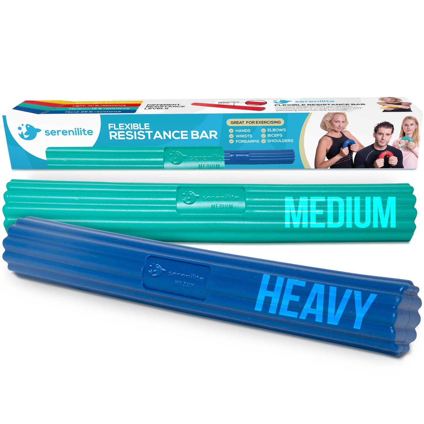 Serenilite Flex Bars, Hand and Grip Strengthener, Forearm Exerciser Workout, Tennis Elbow Relief