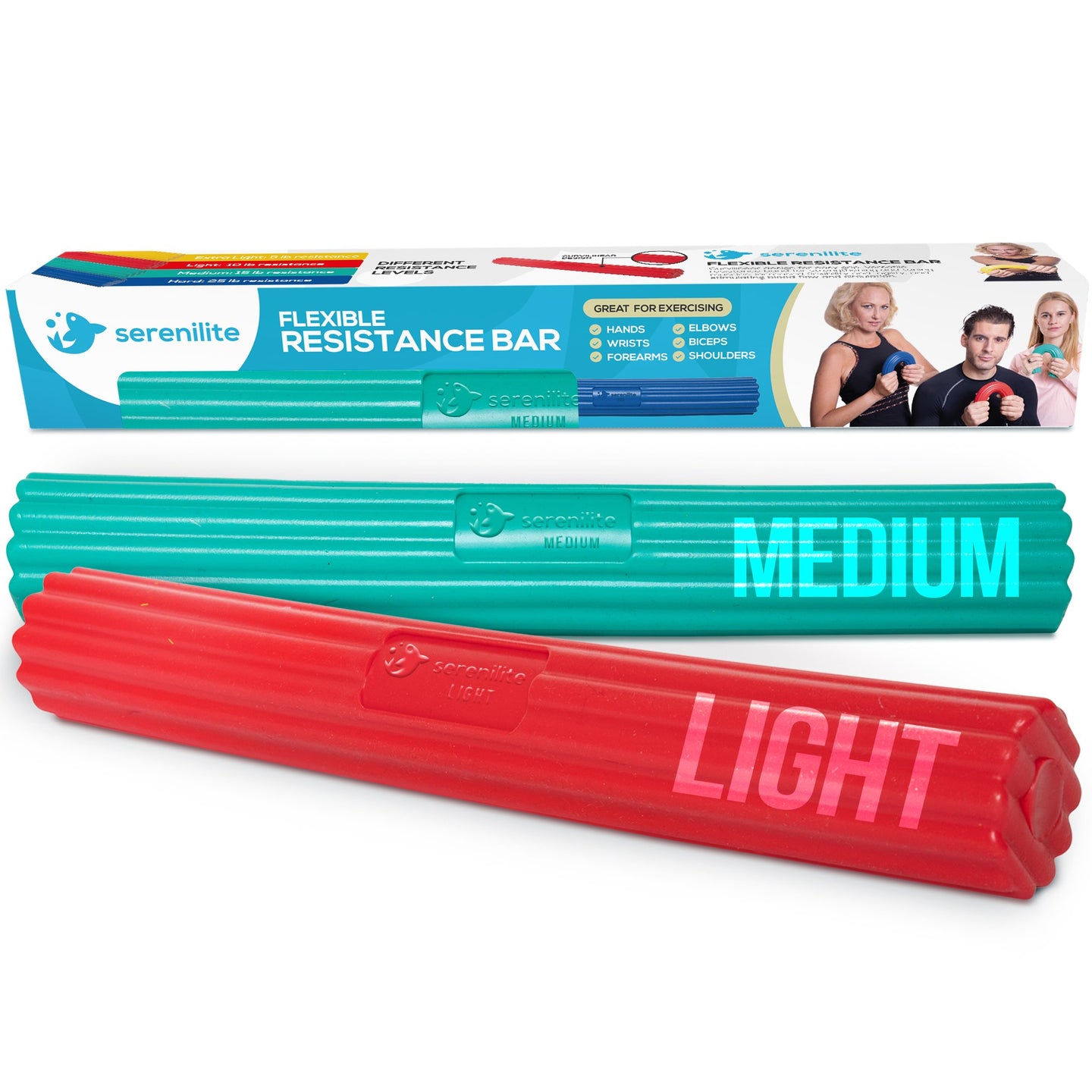 Serenilite Flex Bars, Hand and Grip Strengthener, Forearm Exerciser Workout, Tennis Elbow Relief