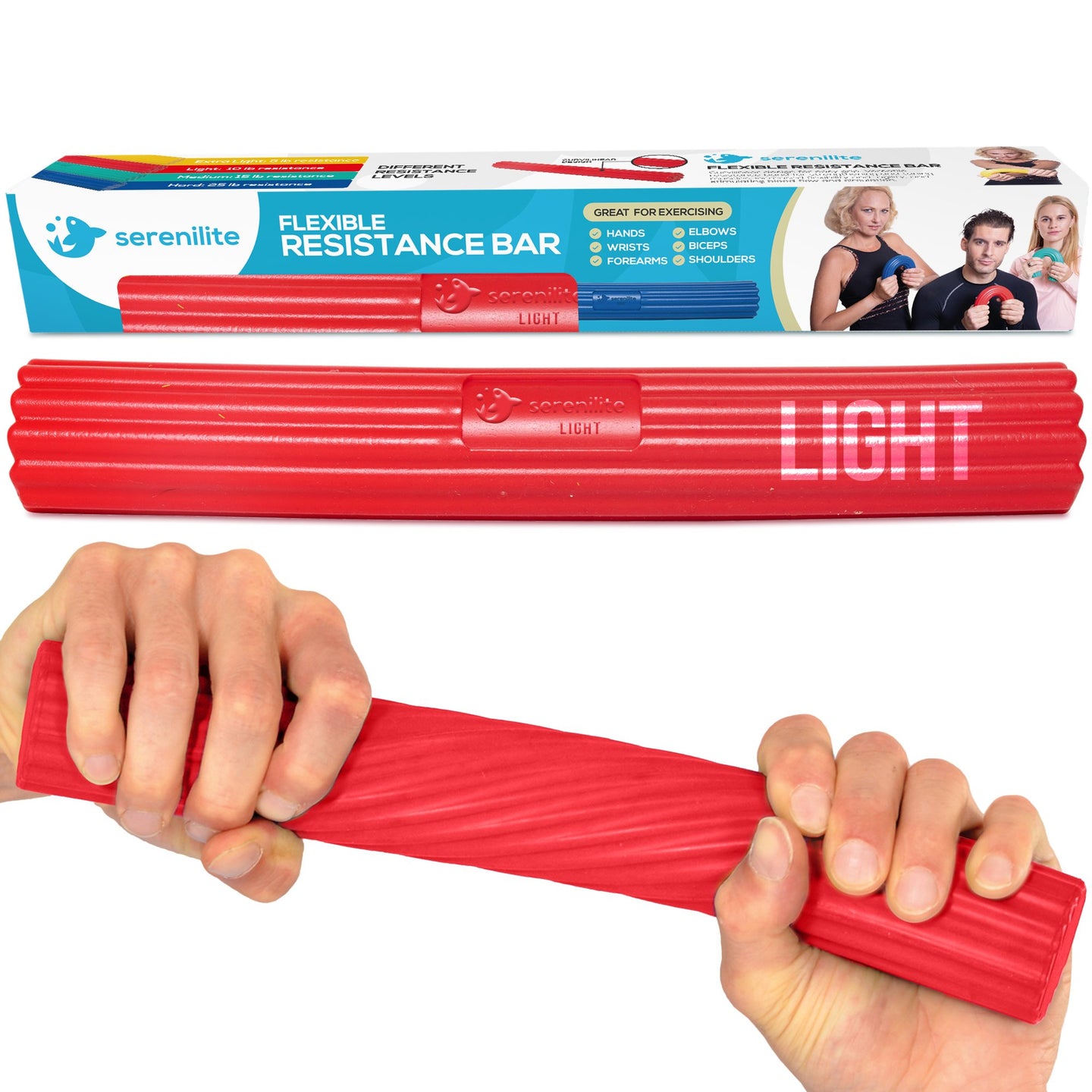 Serenilite Flex Bars, Hand and Grip Strengthener, Forearm Exerciser Workout, Tennis Elbow Relief