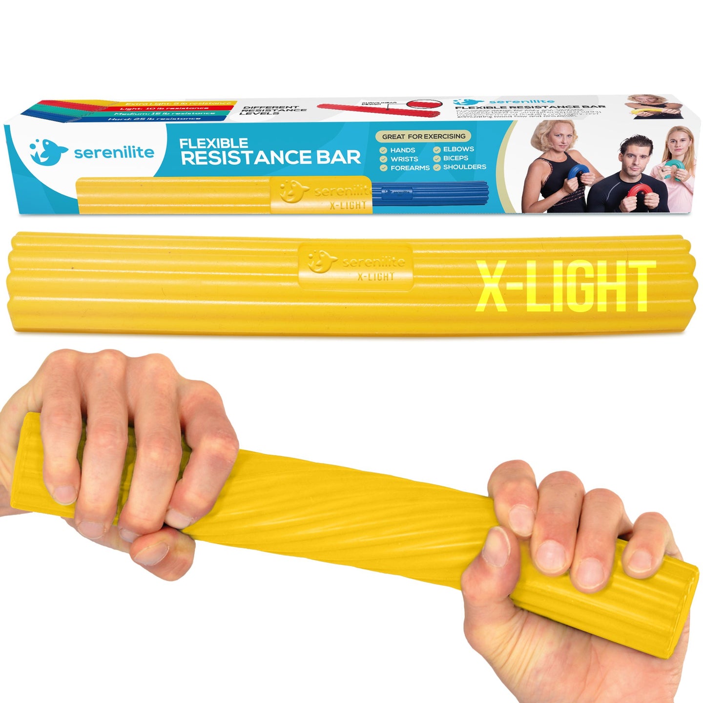 Serenilite Flex Bars, Hand and Grip Strengthener, Forearm Exerciser Workout, Tennis Elbow Relief